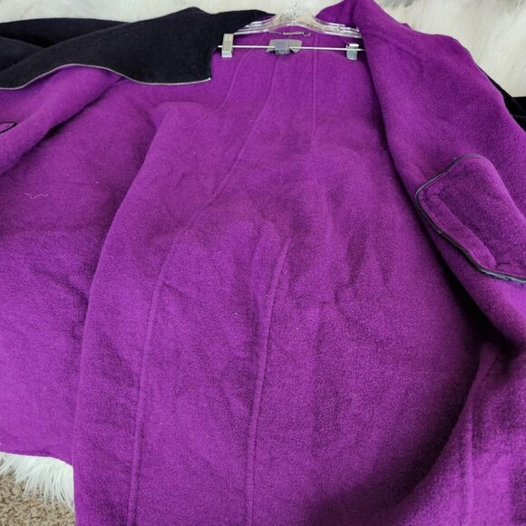 Calvin Klein Womens Black Angora Wool Blend Half Sleeve Overcoat Size XL Zipper - Picture 9 of 14